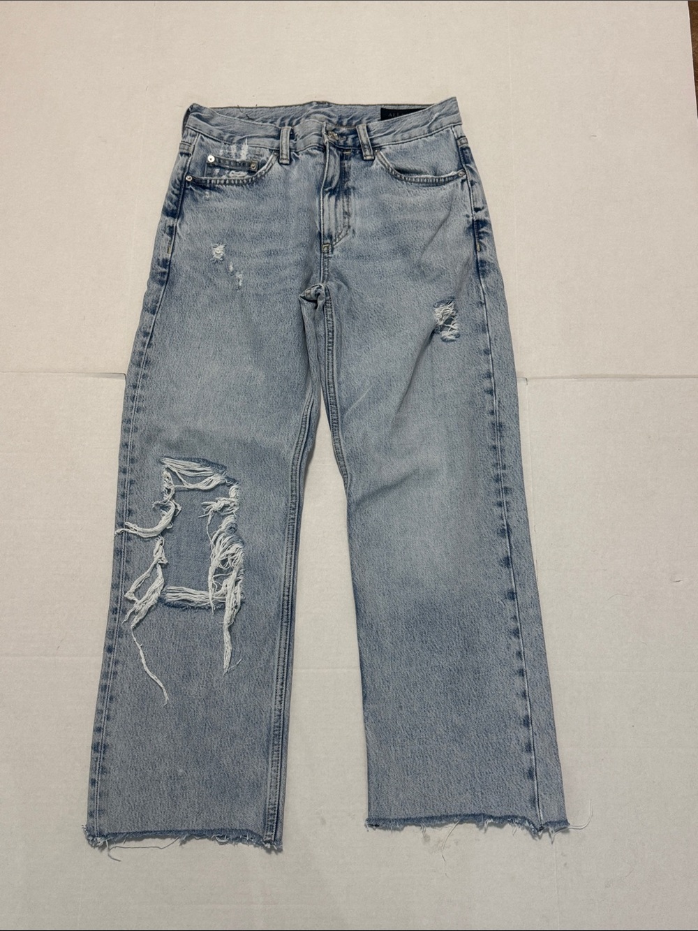 All Saints April Light Blue Distressed Relaxed Jeans sz 25